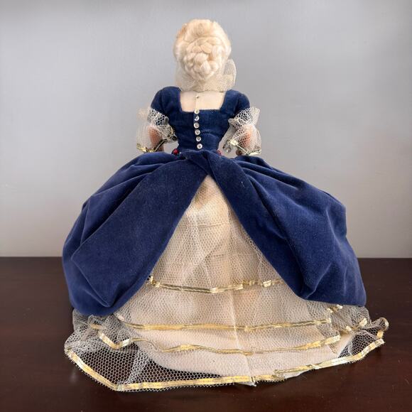 Antique Victorian Doll, Hand Painted Porcelain Face & Velvet Gown - Picture 6 of 10
